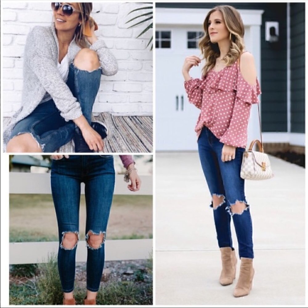 FP High Waist Busted Knee Skinny Jeans 29 Tall
